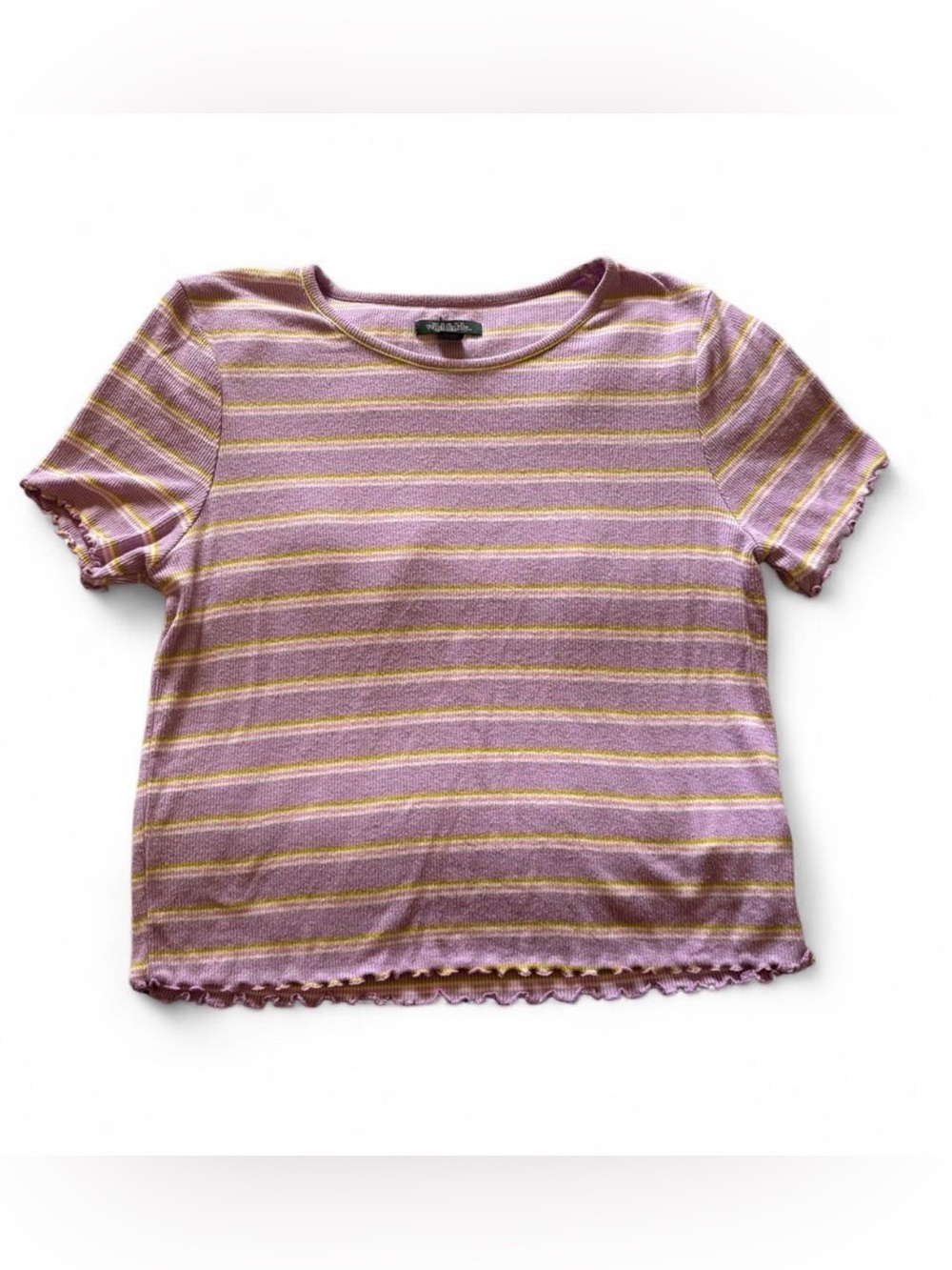 wild fable Lavender & Yellow Striped Short-Sleeve Tee Soft Cropped